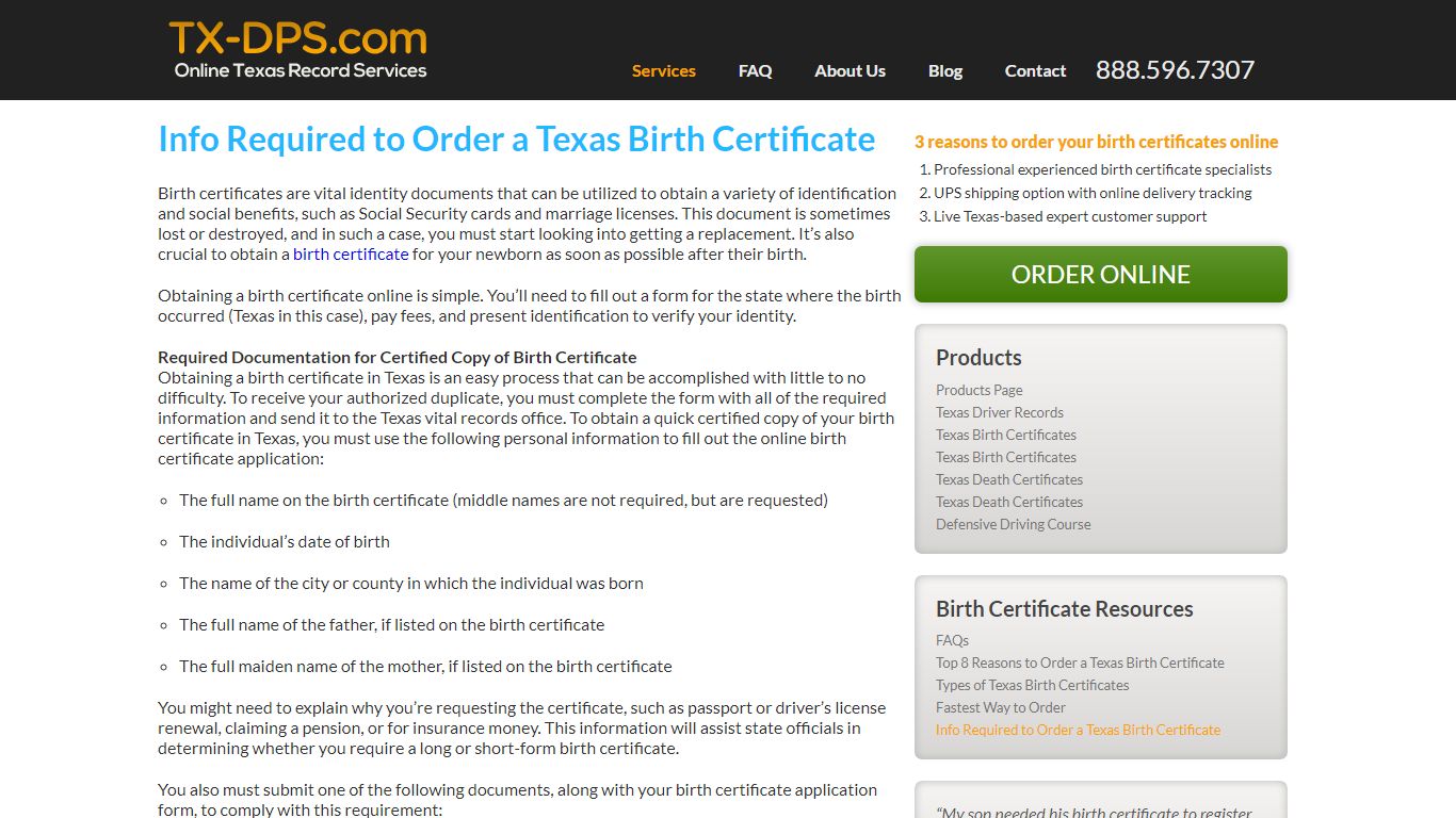 Copy of Birth Certificate Requirements | Texas DPS Records